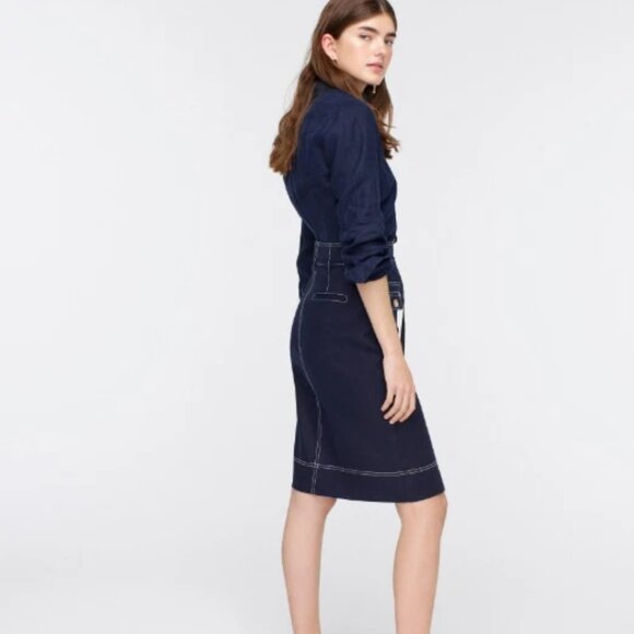 NWT J.Crew Button-Front Skirt in Stretch Linen 6 - Picture 1 of 9